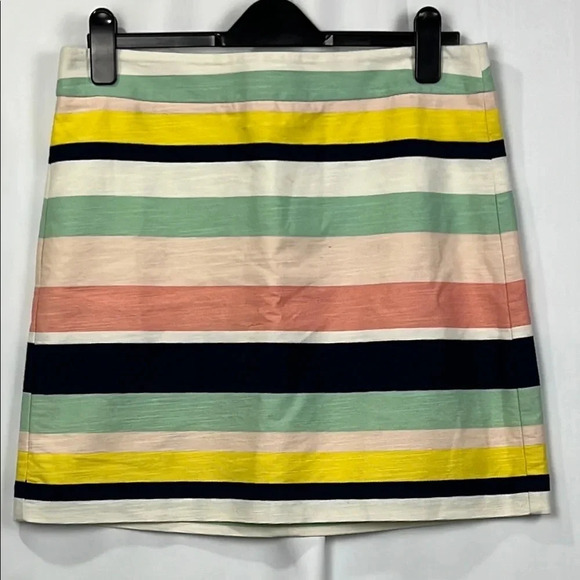 Loft Womens Mini Skirt 10 Multi Color Stripe Lined Back Zip Pink Blue Yellow EUC - Picture 1 of 9